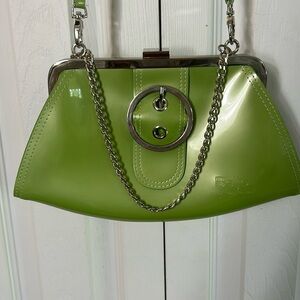 ✨BEIJO✨LONDON PARIS NEW YORK Green Shoulder/ crossbody patent leather Bag.